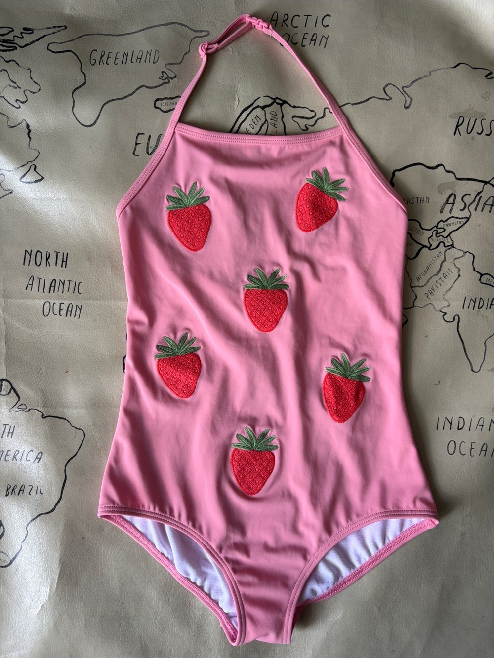 Boden Light Pink Girls' Swimwear with Strawberries 🍓
